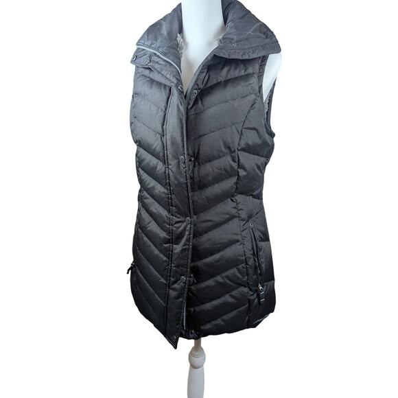 Eddie‎ Bauer longline puffer vest black medium excellent condition fleece-lined - Picture 2 of 6